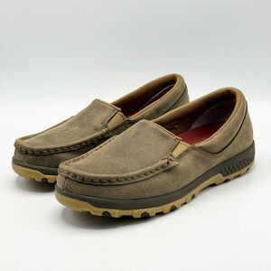 Twisted X Women’s Slip-On Driving Mocs in Bomber Full Grain Distressed Brown Lea